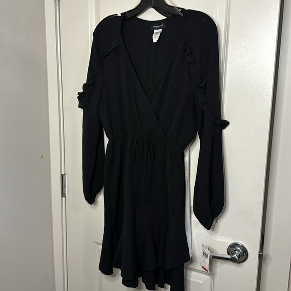 TEEZE ME Womens Black Tie Elbow Sleeve Above The Knee Evening Wrap - Picture 9 of 13